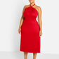 Livia Halter Slip Dress - Red