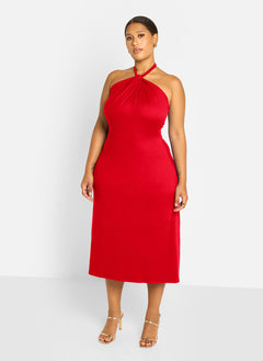 Livia Halter Slip Dress - Red