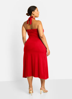 Livia Halter Slip Dress - Red