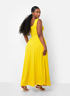 Love Story Crop Top & Maxi Skater Skirt Set - Yellow