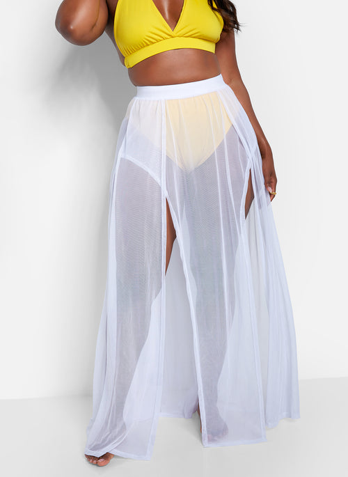 Luz Sheer Maxi Cover Up Skirt - White