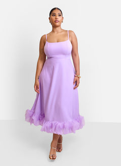 Margot Ruffle Hem Midi A Line Dress - Lilac