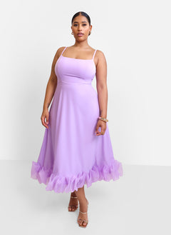 Margot Ruffle Hem Midi A Line Dress - Lilac