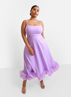 Margot Ruffle Hem Midi A Line Dress - Lilac