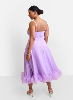 Margot Ruffle Hem Midi A Line Dress - Lilac