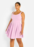 Martie Pleated Skater Mini Dress - Lilac