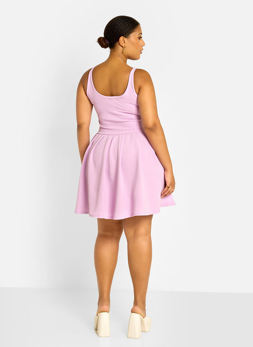 Martie Pleated Skater Mini Dress - Lilac