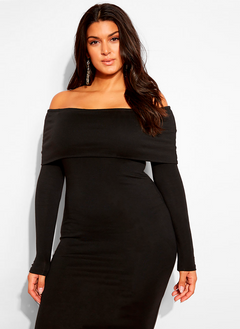 Model Material Over The Shoulder Midi Dress