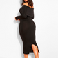 Model Material Over The Shoulder Midi Dress