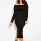 Model Material Over The Shoulder Midi Dress
