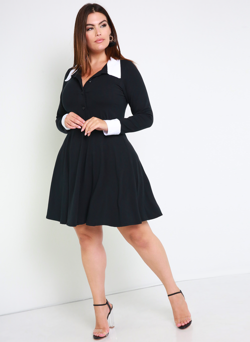Mrs. Adams Collared Skater Dress