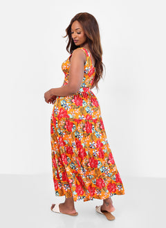 Nakia Tropical Print Skater Maxi Skirt