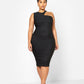 Nieves Textured Cold Shoulder Midi Bodycon Dress