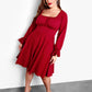 Night To Remember Skater Knee-Length Dress - Burgundy