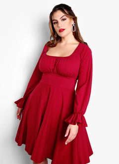 Night To Remember Skater Knee-Length Dress - Burgundy