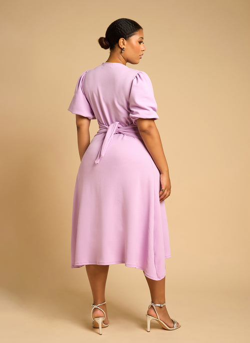 Nila Button Detail Skater Midi Dress - Lilac