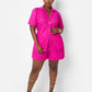 Adriana Textured Button Up Top - Fuchsia