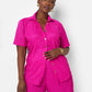 Adriana Textured Button Up Top - Fuchsia