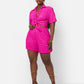 Adriana Textured Wide Leg Shorts - Fuchsia