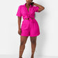 Adriana Textured Wide Leg Shorts - Fuchsia