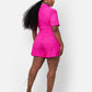 Adriana Textured Wide Leg Shorts - Fuchsia