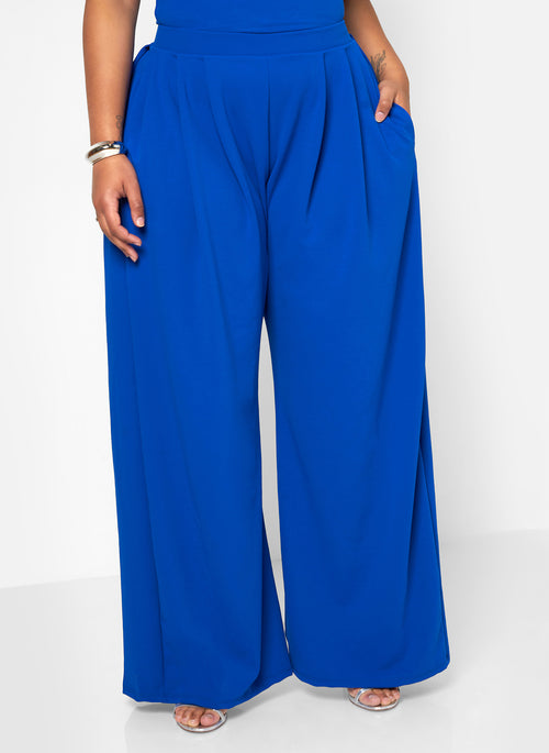 Nora Wide Pleated Wide Leg Pants w. Pockets