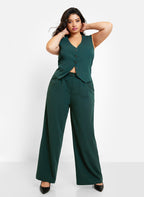 Office Babe Wide Leg Trousers - Forest Green