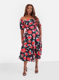 Olivia Ruched A Line Midi Dress