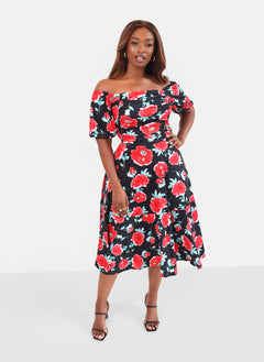 Olivia Ruched A Line Midi Dress