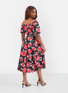 Olivia Ruched A Line Midi Dress