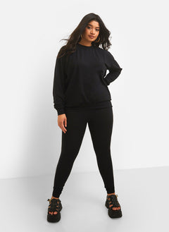 On Read Sweatshirt & Leggings Set - Black