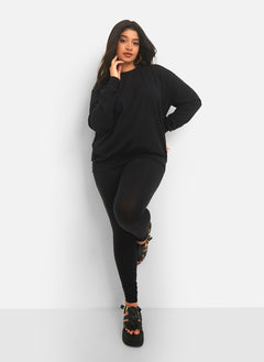 On Read Sweatshirt & Leggings Set - Black