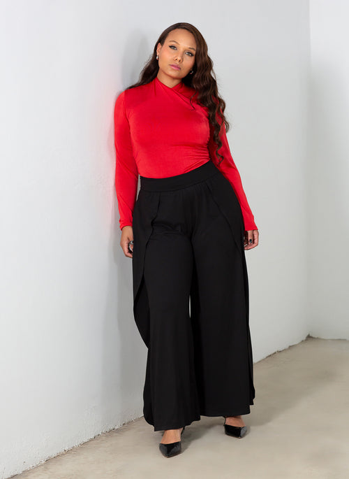 Lexi Ruffled Wide Leg Trousers w. Pockets