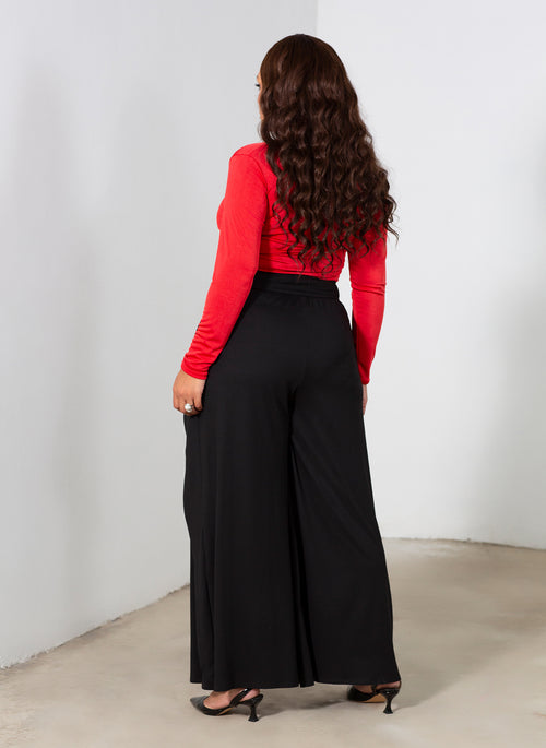 Lexi Ruffled Wide Leg Trousers w. Pockets