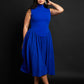 Pisces Crepe High Neck Midi Skater Dress