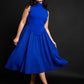 Pisces Crepe High Neck Midi Skater Dress