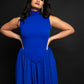 Pisces Crepe High Neck Midi Skater Dress