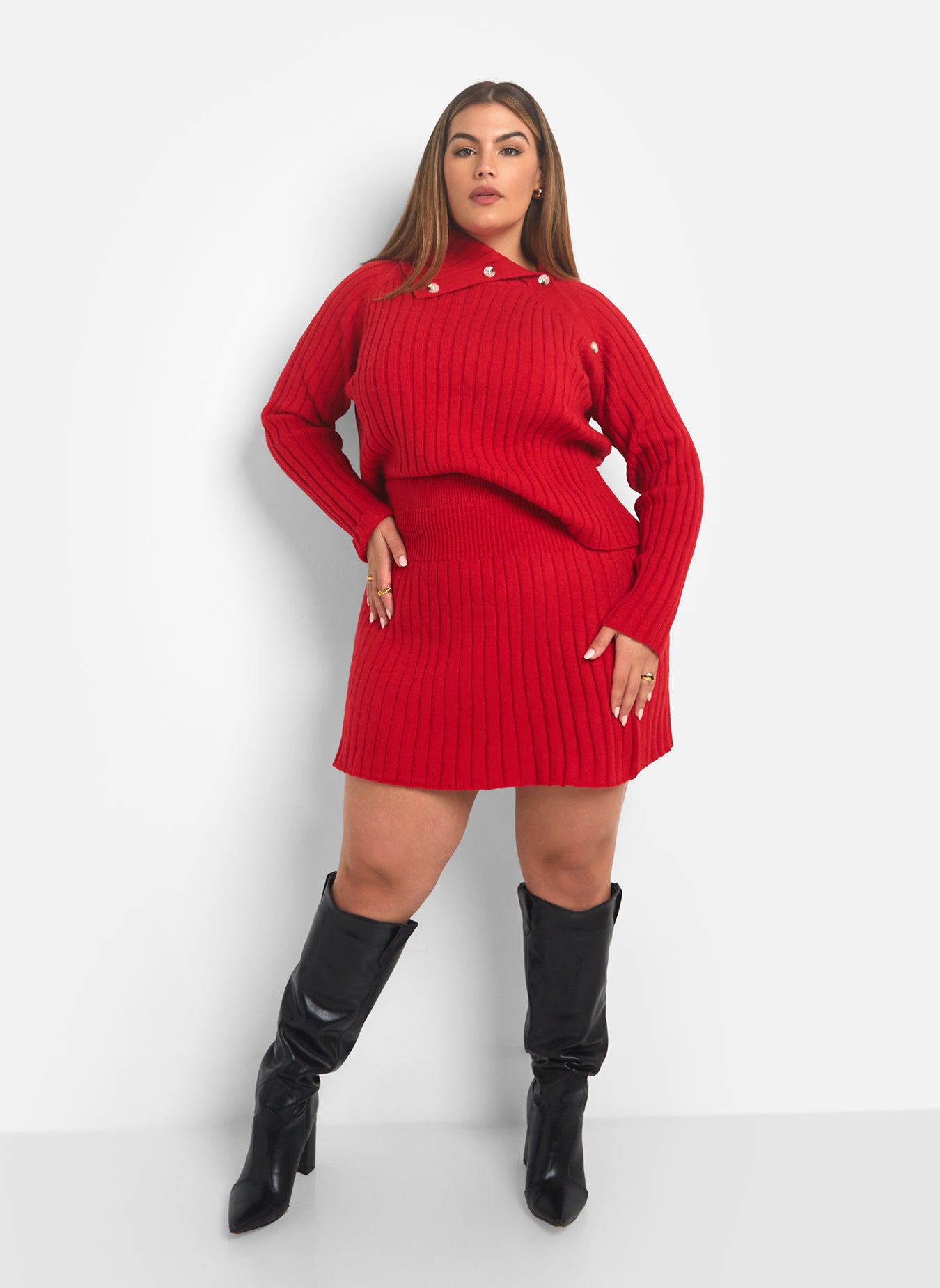 Posey Knit Mini A Line Skirt - Red