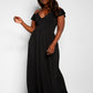 Pure Intentions Ruffle Sleeve Maxi A Line Dress W. Pockets - Black