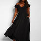 Pure Intentions Ruffle Sleeve Maxi A Line Dress W. Pockets - Black
