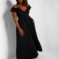 Pure Intentions Ruffle Sleeve Maxi A Line Dress W. Pockets - Black