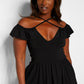 Pure Intentions Ruffle Sleeve Maxi A Line Dress W. Pockets - Black