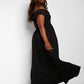 Pure Intentions Ruffle Sleeve Maxi A Line Dress W. Pockets - Black
