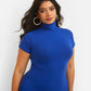 Queen Bae Turtleneck Skater Midi Dress - Royal Blue