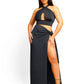 Dawn Textured Side Tie Maxi Skirt - Black