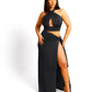 Dawn Textured Side Tie Maxi Skirt - Black