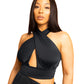 Robin Cross Over Crop Top - Black