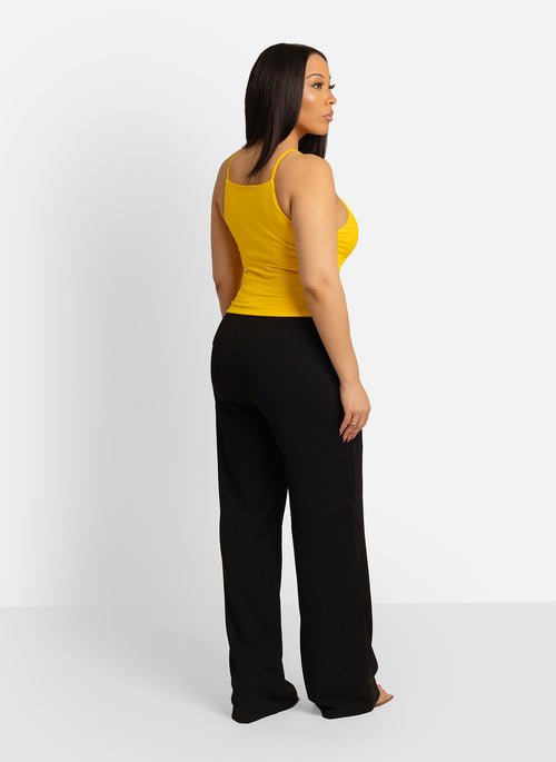 Essential High Neck Cotton Top - Mustard