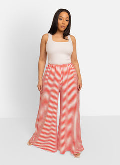 Emma Striped Palazzo Pants - Red