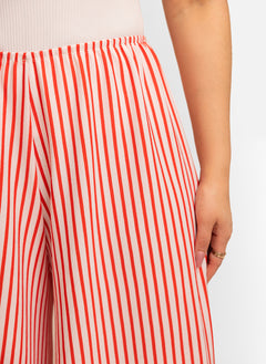 Emma Striped Palazzo Pants - Red